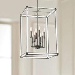 Langen Square 18" Wide Antique Nickel Geometric 8-Light Pendant Light