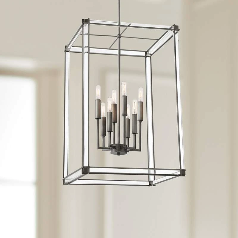 Langen Square 18" Wide Antique Nickel Geometric 8-Light Pendant Light 3 Langen Square 18" Wide Antique Nickel Geometric 8-Light Pendant Light