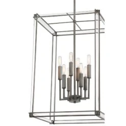 Langen Square 18" Wide Antique Nickel Geometric 8-Light Pendant Light 8 Langen Square 18" Wide Antique Nickel Geometric 8-Light Pendant Light -Golden Lighting Shop langen square 18 inch wide antique nickel geometric 8 light pendant light 813h1views1