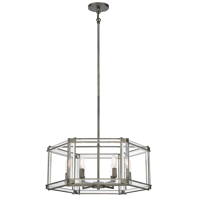 Langen Square 24" Wide Antique Nickel Geometric 6-Light Pendant Light 4 Langen Square 24" Wide Antique Nickel Geometric 6-Light Pendant Light - Image 2