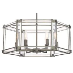 Langen Square 24" Wide Antique Nickel Geometric 6-Light Pendant Light 8 Langen Square 24" Wide Antique Nickel Geometric 6-Light Pendant Light -Golden Lighting Shop langen square 24 inch wide antique nickel geometric 6 light pendant light 95n99views1
