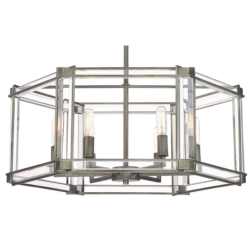 Langen Square 24" Wide Antique Nickel Geometric 6-Light Pendant Light 5 Langen Square 24" Wide Antique Nickel Geometric 6-Light Pendant Light - Image 3