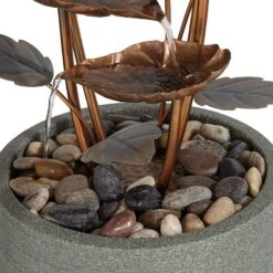 Leonisis 38 1/2" Gray Stone And Metal Leaf Outdoor Plug-In Fountain -Golden Lighting Shop leonisis 38 and one half inch gray stone and metal leaf outdoor plug in fountain 820g2views2