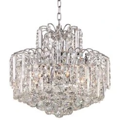 Leya 19" Wide Chrome And Crystal 6-Light Chandelier -Golden Lighting Shop leya 19 inch wide chrome and crystal 6 light chandelier 4j477