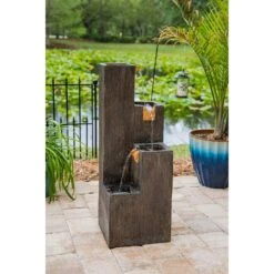 Lincoln 34" High Wood Grain Rustic Modern Fountain 11 Lincoln 34" High Wood Grain Rustic Modern Fountain -Golden Lighting Shop lincoln 34 inch high wood grain rustic modern fountain 66h65views2