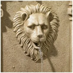 Lion Face 31" High Sandstone Finish Wall Fountain -Golden Lighting Shop lion face 31 inch high sandstone finish wall fountain r6050views1