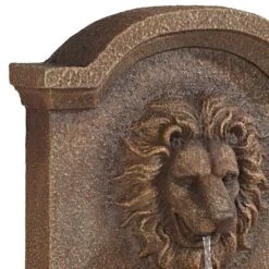 Lion Face 45"H Sandstone Outdoor LED Wall/Floor Fountain -Golden Lighting Shop lion face 45 inchh sandstone outdoor led wall floor fountain 819g2views1