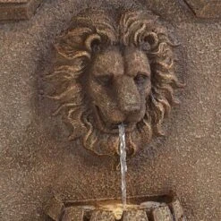 Lion Face 45"H Sandstone Outdoor LED Wall/Floor Fountain -Golden Lighting Shop lion face 45 inchh sandstone outdoor led wall floor fountain 819g2views2