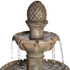 Louvre 44" High Gray 3-Tier LED Outdoor Floor Water Fountain -Golden Lighting Shop louvre 44 inch high gray 3 tier led outdoor floor water fountain 95v44views1
