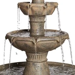 Louvre 44" High Gray 3-Tier LED Outdoor Floor Water Fountain -Golden Lighting Shop louvre 44 inch high gray 3 tier led outdoor floor water fountain 95v44views2