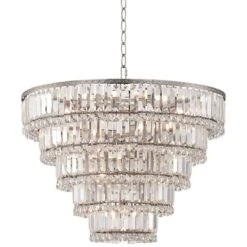 Magnificence 24 1/2"W Satin Nickel And Crystal LED 15-Light Chandelier -Golden Lighting Shop magnificence 24 and one half inchw satin nickel and crystal led 15 light chandelier 1d961