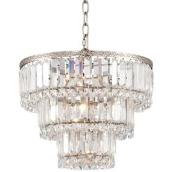 Magnificence Satin Nickel 14 1/4" Wide Crystal Chandelier -Golden Lighting Shop magnificence satin nickel 14 and one quarter inch wide crystal chandelier 6d503