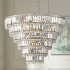 Magnificence Satin Nickel 28 1/2" Wide 21-Light Crystal Chandelier