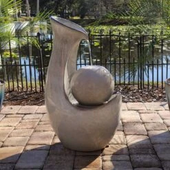 Maria 31 1/2" High Ivory Ceramic LED Floor Water Fountain -Golden Lighting Shop maria 31 and one half inch high ivory ceramic led floor water fountain 85a34views1