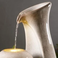 Maria 31 1/2" High Ivory Ceramic LED Floor Water Fountain -Golden Lighting Shop maria 31 and one half inch high ivory ceramic led floor water fountain 85a34views2