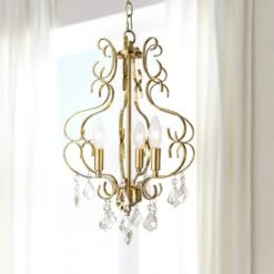 Marley 13" Wide Gold Metal And Crystal 3-Light Chandelier