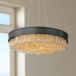 Maxim Mystic 24" Wide Bronze Modern Crystal LED Pendant Light