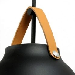 Maxim Nordic 14 1/4" Wide Tan Leather And Black Modern Pendant Light -Golden Lighting Shop maxim nordic 14 and one quarter inch wide tan leather and black modern pendant light 262c1views1