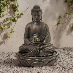 Meditating 27 1/2" High Bronze Seated Buddha Fountain