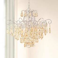Mellie 24" Wide Champagne Gold And Crystal Chandelier