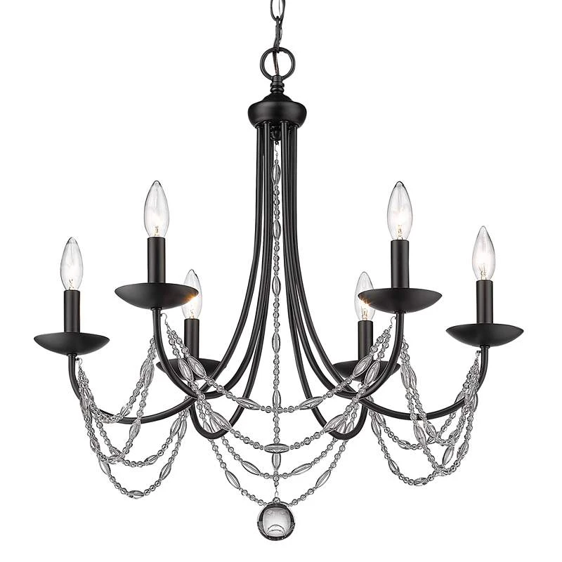 Golden Lighting Mirabella 25 1/2" Wide Matte Black Metal 6-Light Chandelier 4 Golden Lighting Mirabella 25 1/2" Wide Matte Black Metal 6-Light Chandelier - Image 2