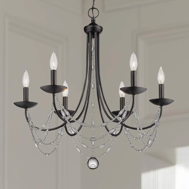Golden Lighting Mirabella 25 1/2" Wide Matte Black Metal 6-Light Chandelier 3 Golden Lighting Mirabella 25 1/2" Wide Matte Black Metal 6-Light Chandelier