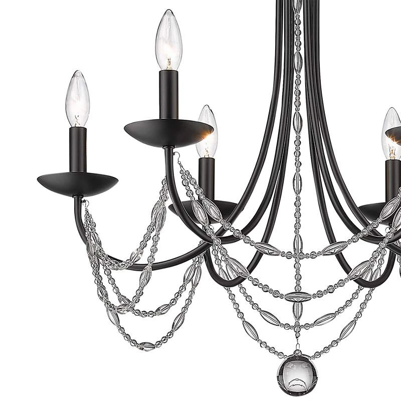 Golden Lighting Mirabella 25 1/2" Wide Matte Black Metal 6-Light Chandelier 5 Golden Lighting Mirabella 25 1/2" Wide Matte Black Metal 6-Light Chandelier - Image 3