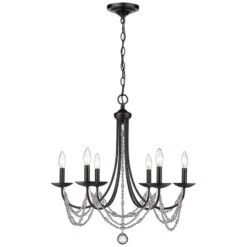 Golden Lighting Mirabella 25 1/2" Wide Matte Black Metal 6-Light Chandelier 11 Golden Lighting Mirabella 25 1/2" Wide Matte Black Metal 6-Light Chandelier -Golden Lighting Shop mirabella 25 and one half inch wide matte black metal 6 light chandelier 041c2views3