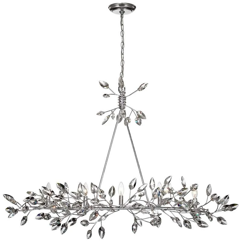 Misthaven 50"W Silver Leaf Kitchen Island Light Chandelier 4 Misthaven 50"W Silver Leaf Kitchen Island Light Chandelier - Image 2