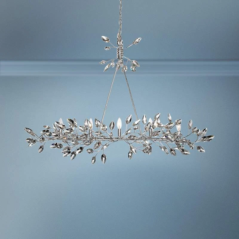 Misthaven 50"W Silver Leaf Kitchen Island Light Chandelier 3 Misthaven 50"W Silver Leaf Kitchen Island Light Chandelier