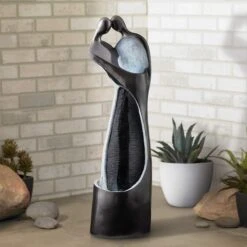 Modern Couple 47" High Black Indoor/Outdoor LED Fountain