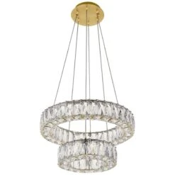 Monroe 17 3/4" Wide Gold And Crystal 2-Tier LED Chandelier -Golden Lighting Shop monroe 17 and three quarter inch wide gold and crystal 2 tier led chandelier 78k60views1