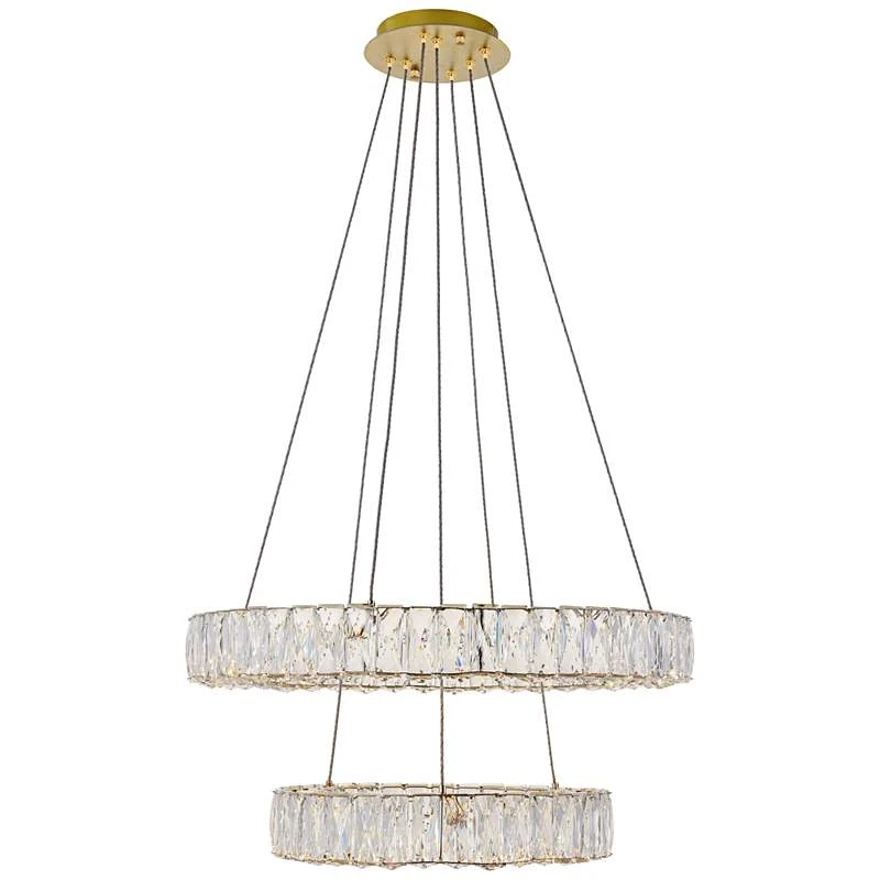 Monroe 23 1/2" Wide Gold And Crystal 2-Tier LED Chandelier 4 Monroe 23 1/2" Wide Gold And Crystal 2-Tier LED Chandelier - Image 2