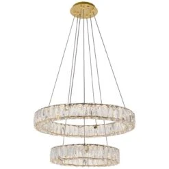 Monroe 23 1/2" Wide Gold And Crystal 2-Tier LED Chandelier 10 Monroe 23 1/2" Wide Gold And Crystal 2-Tier LED Chandelier -Golden Lighting Shop monroe 23 and one half inch wide gold and crystal 2 tier led chandelier 78k64views1