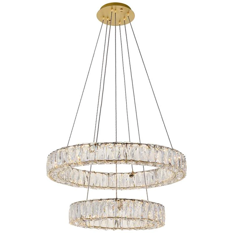 Monroe 23 1/2" Wide Gold And Crystal 2-Tier LED Chandelier 5 Monroe 23 1/2" Wide Gold And Crystal 2-Tier LED Chandelier - Image 3