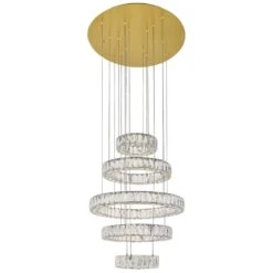 Monroe 25 1/2" Wide Gold And Crystal 5-Tier LED Chandelier -Golden Lighting Shop monroe 25 and one half inch wide gold and crystal 5 tier led chandelier 78k86views1