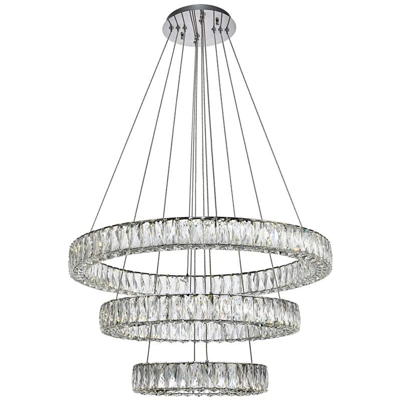 Monroe 31 1/2" Wide Chrome 3-Ring LED Chip Pendant 3 Monroe 31 1/2" Wide Chrome 3-Ring LED Chip Pendant