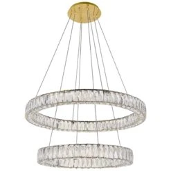 Monroe 31 1/2" Wide Gold And Crystal 2-Tier LED Chandelier -Golden Lighting Shop monroe 31 and one half inch wide gold and crystal 2 tier led chandelier 78k71views1