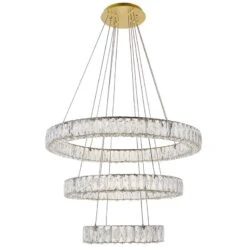 Monroe 31 1/2" Wide Gold And Crystal 3-Tier LED Chandelier 10 Monroe 31 1/2" Wide Gold And Crystal 3-Tier LED Chandelier -Golden Lighting Shop monroe 31 and one half inch wide gold and crystal 3 tier led chandelier 78k79views1