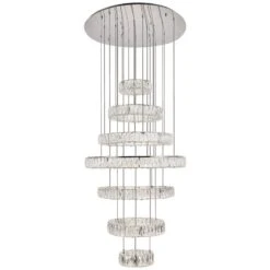 Monroe 33 1/2" Wide Chrome And Crystal 7-Tier LED Chandelier -Golden Lighting Shop monroe 33 and one half inch wide chrome and crystal 7 tier led chandelier 77h96