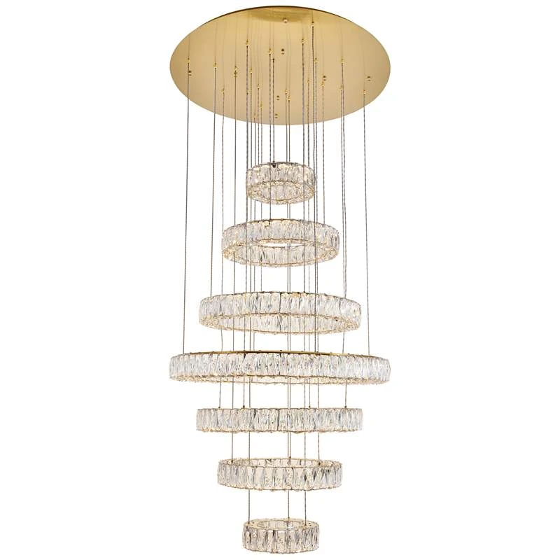 Monroe 34" Wide Gold And Crystal 7-Tier LED Chandelier 4 Monroe 34" Wide Gold And Crystal 7-Tier LED Chandelier - Image 2