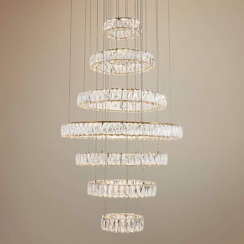 Monroe 34" Wide Gold And Crystal 7-Tier LED Chandelier 3 Monroe 34" Wide Gold And Crystal 7-Tier LED Chandelier