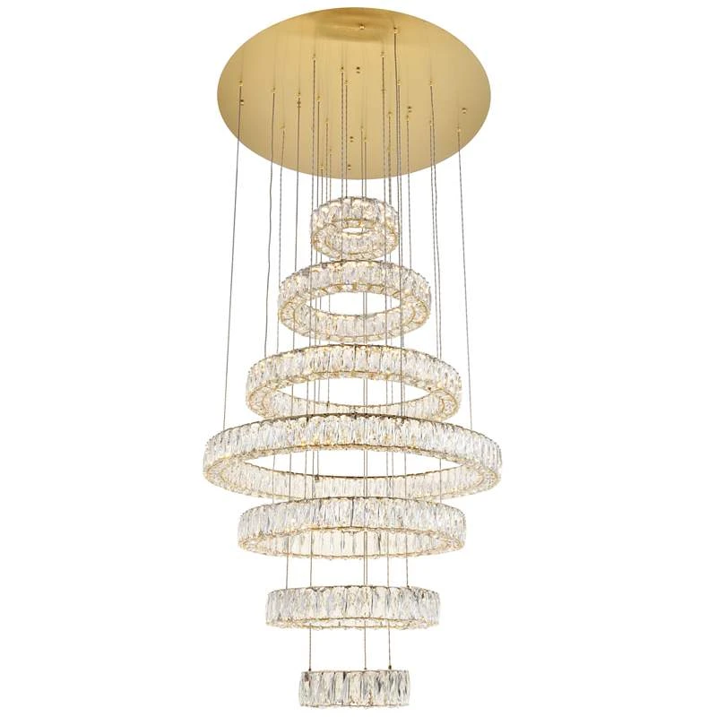 Monroe 34" Wide Gold And Crystal 7-Tier LED Chandelier 5 Monroe 34" Wide Gold And Crystal 7-Tier LED Chandelier - Image 3