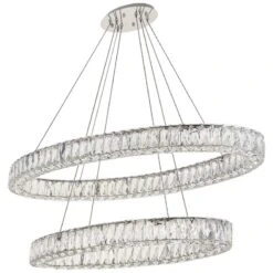 Monroe 41" Wide Chrome And Crystal 2-Tier LED Ring Chandelier -Golden Lighting Shop monroe 41 inch wide chrome and crystal 2 tier led ring chandelier 77h90views1