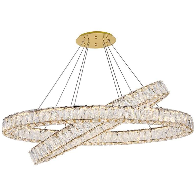 Monroe 41" Wide Gold And Crystal 2-Tier Oval LED Chandelier 4 Monroe 41" Wide Gold And Crystal 2-Tier Oval LED Chandelier - Image 2