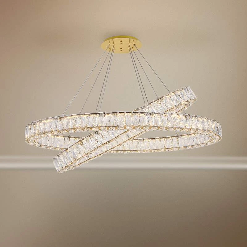 Monroe 41" Wide Gold And Crystal 2-Tier Oval LED Chandelier 3 Monroe 41" Wide Gold And Crystal 2-Tier Oval LED Chandelier