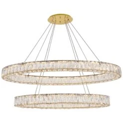 Monroe 41" Wide Gold And Crystal 2-Tier Oval LED Chandelier 10 Monroe 41" Wide Gold And Crystal 2-Tier Oval LED Chandelier -Golden Lighting Shop monroe 41 inch wide gold and crystal 2 tier oval led chandelier 77h91views1