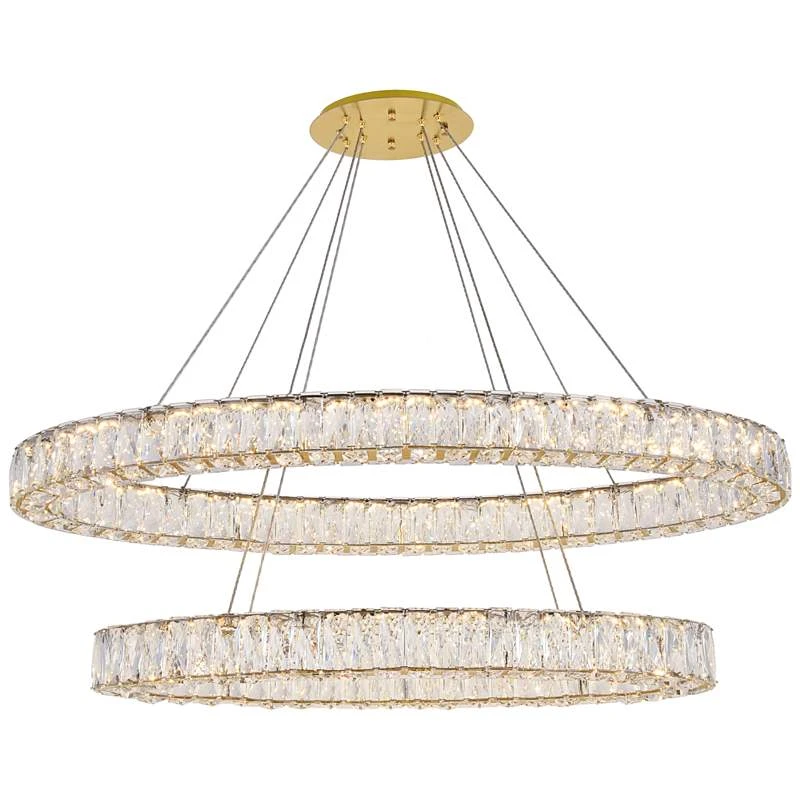 Monroe 41" Wide Gold And Crystal 2-Tier Oval LED Chandelier 5 Monroe 41" Wide Gold And Crystal 2-Tier Oval LED Chandelier - Image 3