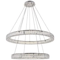 Monroe 42" Wide Chrome And Crystal 2-Tier LED Chandelier -Golden Lighting Shop monroe 42 inch wide chrome and crystal 2 tier led chandelier 79x02views4