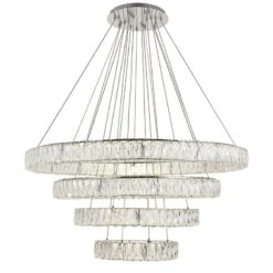 Monroe 42" Wide Chrome And Crystal 4-Tier LED Chandelier -Golden Lighting Shop monroe 42 inch wide chrome and crystal 4 tier led chandelier 77h98views1